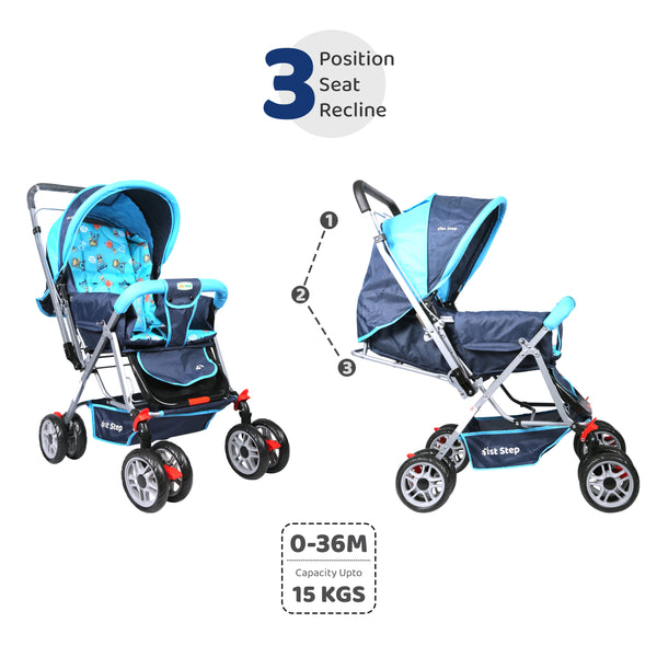 1st Step Yoyo Baby Stroller With 5 Point Safety Harness And Reversible Handlebar Stroller  (3, Green, Multicolor)