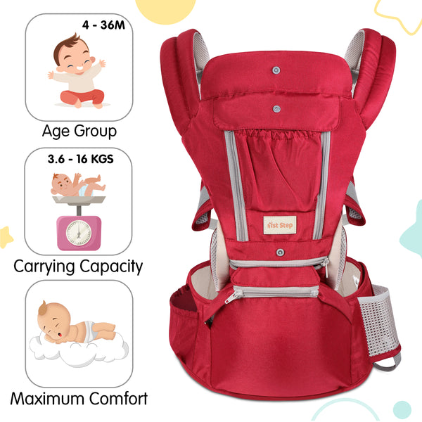 1st Step 5 in 1 Hip Seat Baby Carrier (Red)