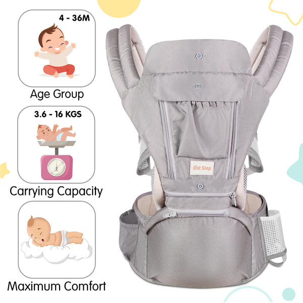 1st Step 5 in 1 Hip Seat Baby Carrier (Grey)