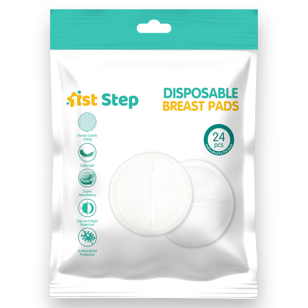 1st Step Honey Comb Lining, Super Absorbant Disposable Breast Pads With Day And Night Protection- 24 Pads