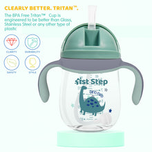 1st Step TRITAN 280 ml BPA Free Anti-Spill Soft Silicone Weighted Straw Baby Sipper Cup with Twin Handle - Green