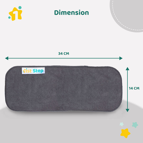 1st Step Reusable 5 Layers (2 Layers Bamboo Charcoal, 3 Layers Microfiber) Inserts Liners for Baby Cloth Diapers (Pack of 2)