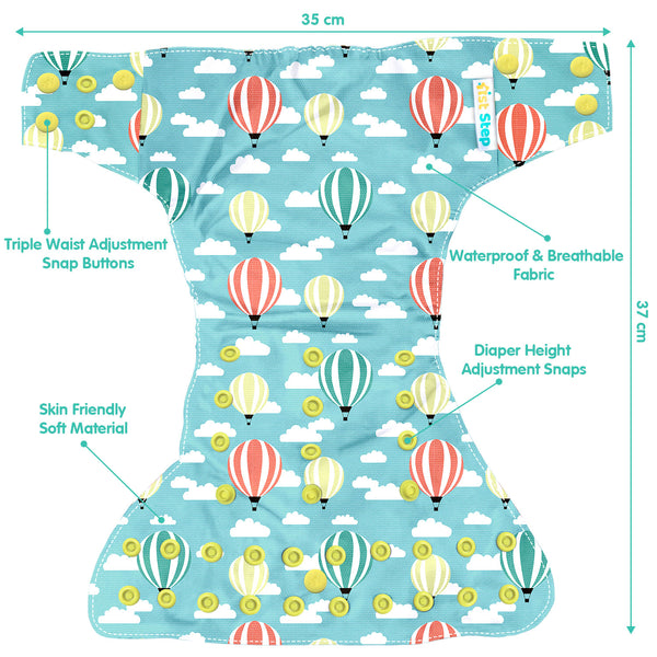 1st Step Bamboo Charcoal Reusable, Adjustable Diaper With Bamboo Charcoal Liner