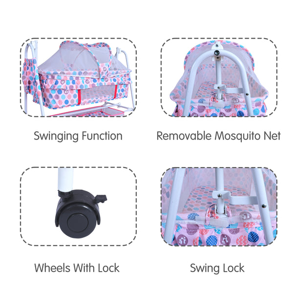 1st Step Baby Swing Bassinet Jhula with Removable Mosquito Net Stora