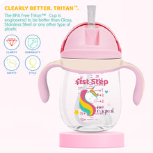 1st Step TRITAN 280 ml BPA Free Anti-Spill Soft Silicone Weighted Straw Baby Sipper Cup with Twin Handle - Pink