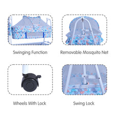 1st Step Baby Swing Bassinet Jhula with Removable Mosquito Net & Storage Basket Bassinet - Blue