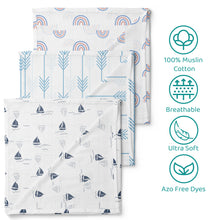 1st Step 100% Cotton Muslin Baby Swaddle Set, Pack of 3, Size-120cm x 100cm