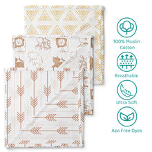 1st Step 100% Cotton Muslin Baby Swaddle Set, Pack of 3, Size-120cm x 100cm