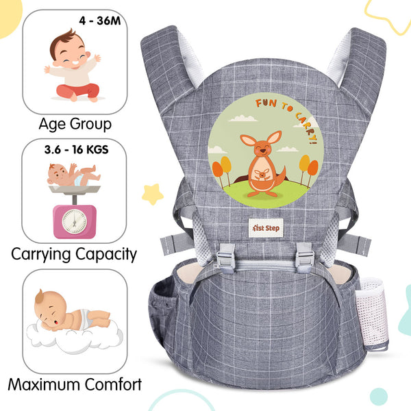 1st Step 5 in 1 Hip Seat Baby Carrier (Grey)