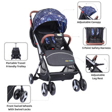 1st Step Aura Stroller with Portable Travel Friendly Trolley and Compact Fold (Navy Printed)