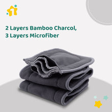 1st Step Reusable 5 Layers (2 Layers Bamboo Charcoal, 3 Layers Microfiber) Inserts Liners for Baby Cloth Diapers (Pack of 2)