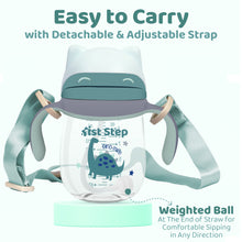 1st Step TRITAN 280 ml BPA Free Anti-Spill Soft Silicone Weighted Straw Baby Sipper Cup with Twin Handle - Green