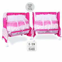 1st Step Cradle with Swing, Mosquito Net and Storage Basket (Pink)