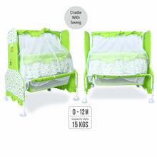 1st Step Cradle with Swing, Mosquito Net and Storage Basket (Green)