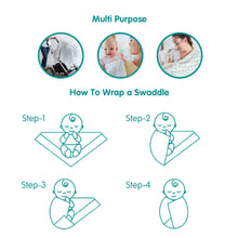 1st Step 100% Cotton Muslin Baby Swaddle Set, Pack of 3, Size-120cm x 100cm