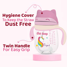 1st Step TRITAN 280 ml BPA Free Anti-Spill Soft Silicone Weighted Straw Baby Sipper Cup with Twin Handle - Pink