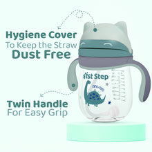 1st Step TRITAN 280 ml BPA Free Anti-Spill Soft Silicone Weighted Straw Baby Sipper Cup with Twin Handle - Green