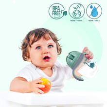 1st Step TRITAN 280 ml BPA Free Anti-Spill Soft Silicone Weighted Straw Baby Sipper Cup with Twin Handle - Green