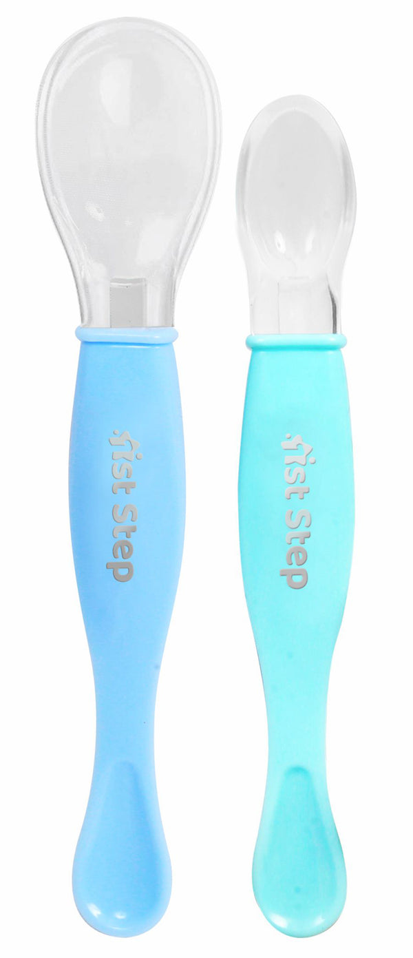1st Step Dual Ended BPA Free Silicone Spoon Set (Blue)