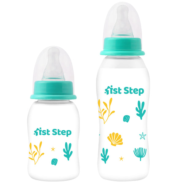 1st Step BPA Free Baby Feeding Bottle with Anti-Colic Nipple (Green, 125 & 250 ml)