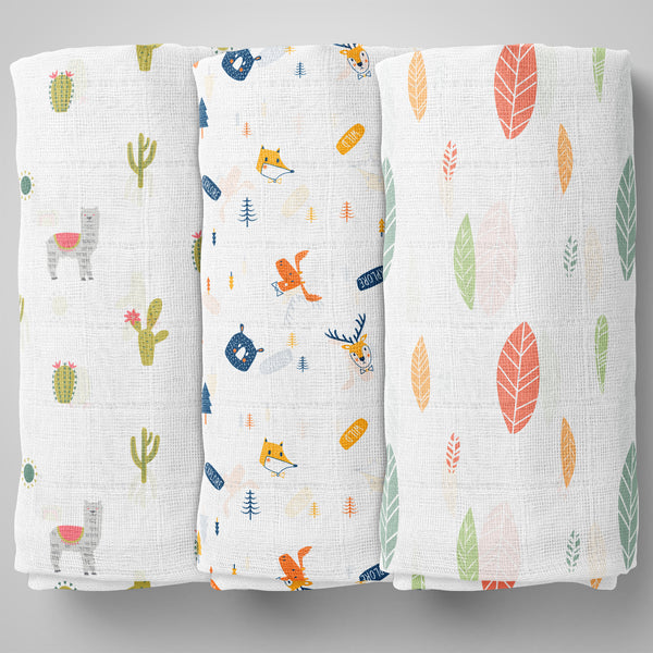 1st Step Muslin Swaddle 90cm*90cm (Pack of 3)