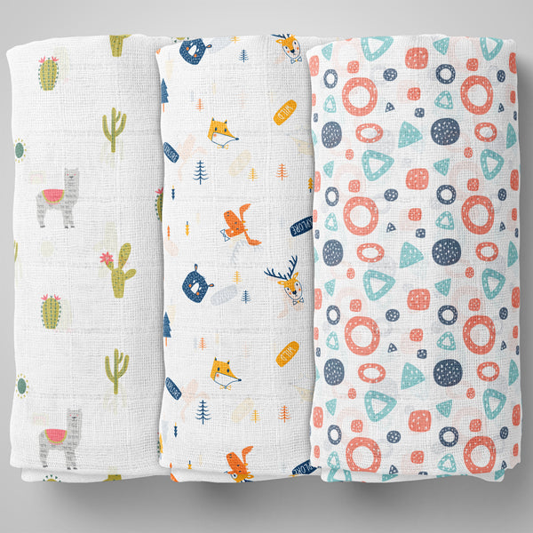 1st Step Muslin Swaddle 90cm*90cm (Pack of 3)