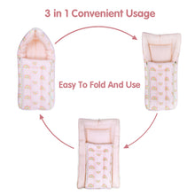 1st Step 100% Muslin Cotton 3 in 1 Baby Bed, Sleeping Bag & Carry Nest, Cotton Baby Bedding for New Born & Infant, Portable Bassinet, for Baby Carrying & Sleeping, Unisex Baby Sleeping Bed