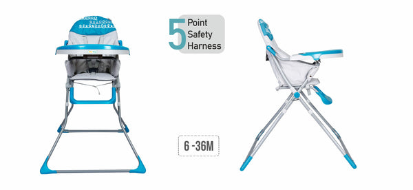1st Step High Chair With 5 Point Safety Harness (Blue)