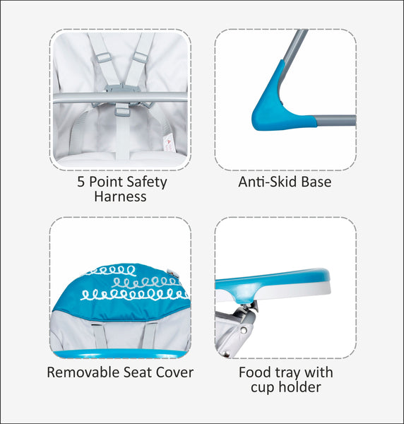 1st Step High Chair With Point Safety Harness (Blue)