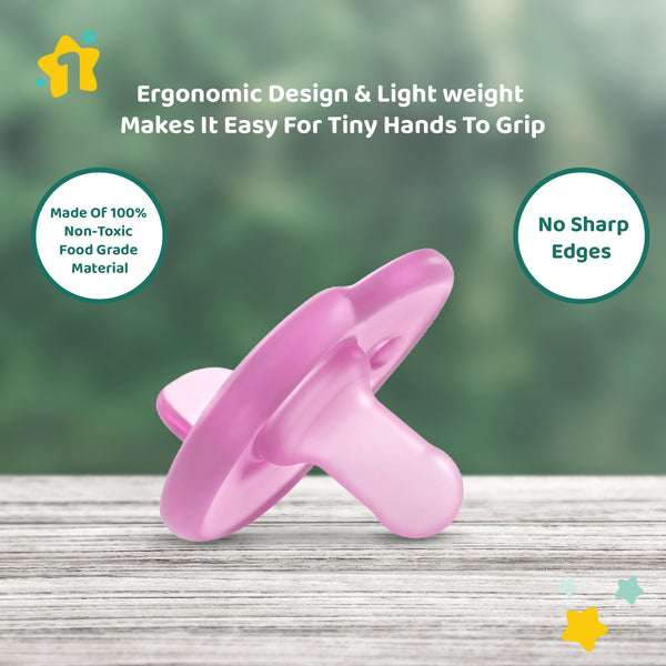 1st Step Silicone Pacifier for Babies (Pack of 1, Pink)