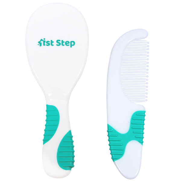 1st Step Comb & Brush Set with Soft Bristles (Mint Green)