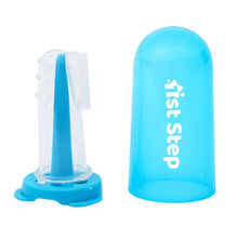 1st Step Silicone Finger Brush with Drying Rack-Blue