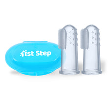 1st Step Silicone Finger Brush Pack of 2 With Carrying Case-Blue
