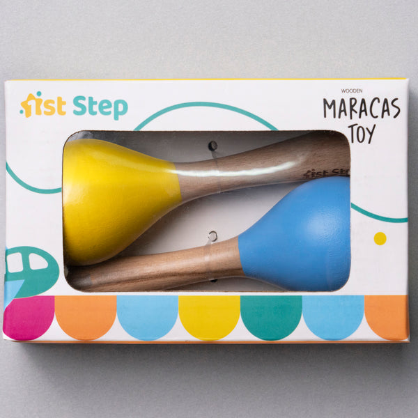 1st Step Wooden Maracus Toys Rattle - Blue And Yellow