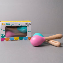 1st Step Wooden Maracus Toys Rattle - Pink And Mint Green