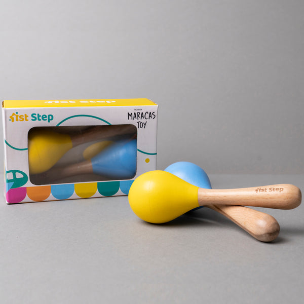 1st Step Wooden Maracus Toys Rattle - Blue And Yellow