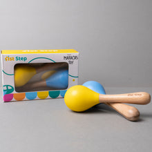 1st Step Wooden Maracus Toys Rattle - Blue And Yellow