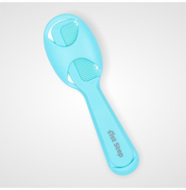 1st Step Matte Collection Easy Grip, Compact, Soft & Gentle Comb and Brush Grooming Set - Blue