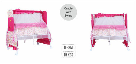 1st Step Cradle With Swing And Mosquito Net-Pink