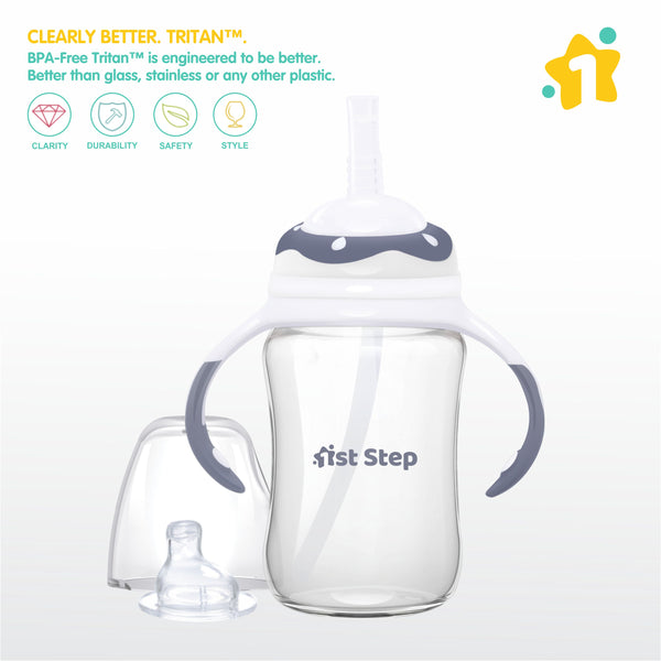 1st Step TRITAN Non-Spill Interchangeable Sipper/Sippy Cup With Soft Silicone Spout and Straw