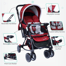 1st Step Cloudie Baby Stroller With 5 Point Safety Harness And Reversible HandleBar - Maroon