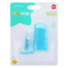 1st Step Silicone Finger Brush with Drying Rack-Blue