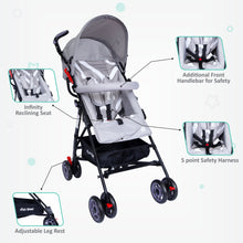 1st Step Jet Stroller/Pram With 5 Point Safety Harness And Adjustable Handles - Grey