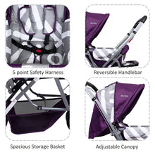 1st Step Yoyo Baby Stroller with 5 Point Safety Harness and Reversible Handlebar Stroller-Purple