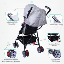 1st Step Jet Stroller/Pram With 5 Point Safety Harness And Adjustable Handles - Grey
