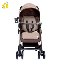 1st Step Caramel Baby Pram Cum Stroller with 5 Point Safety Harness/Infinitely Reclining and Cushioned Seat/Reversible Handle/Front Swivel Wheels