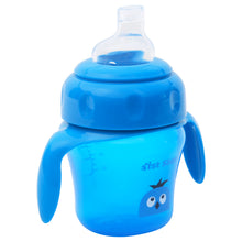 1st Step 150ml Birdie BPA Free Non-SpiII Interchangeable Sipper / Sippy Cup with Soft Silicone Spout And Straw-Blue