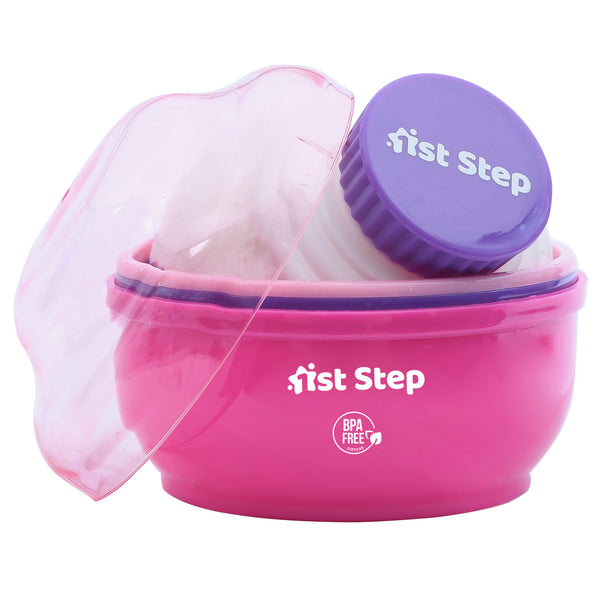 1st Step Powder Box With Refillable Powder Puff- Pink