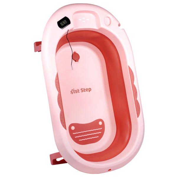 1st Step Folding Bath Tub with Thermometer and Anti-Skid Base for Kids of 0 to 3 Years (Pink)