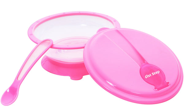 1st Step BPA Free Polypropylene Microwave Friendly Feeding Bowl with Spoon (Pink)